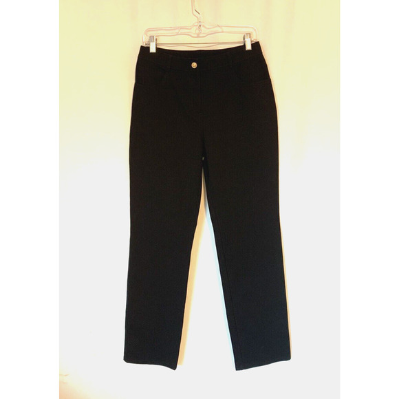 St. John Sport Womens Pants 6 Black Straight Leg High Rise Stretch Trousesrs